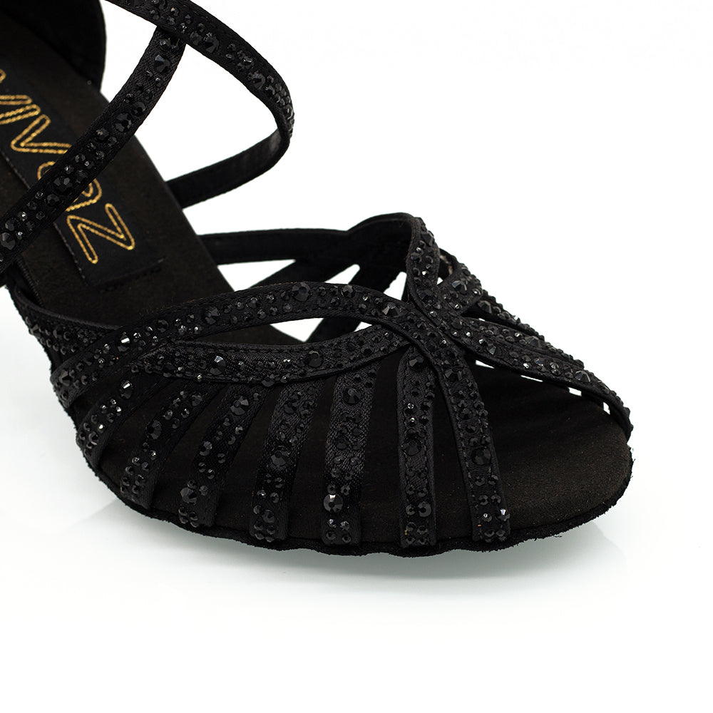 Alexa Black Ladies 3" Latin & Ballroom Dance Shoes - Vivaz Dance