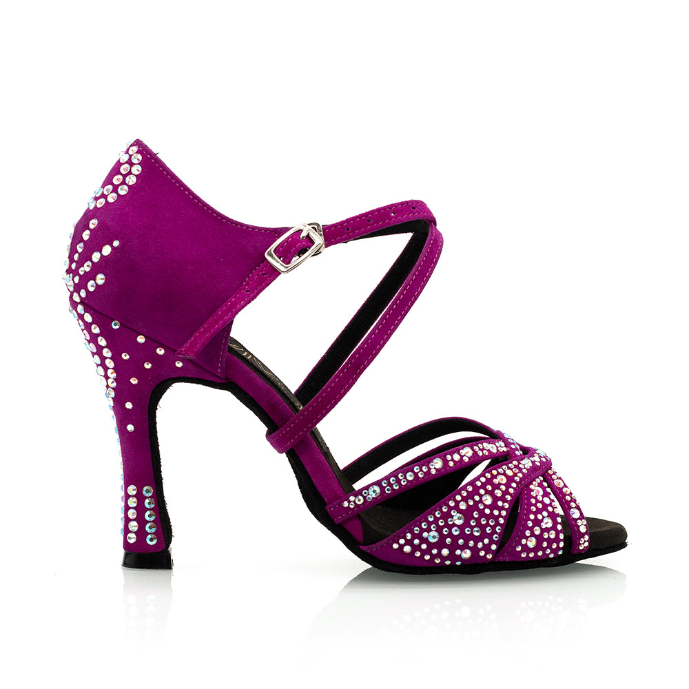Louella 3.75” Fuchsia and diamanté Latin and Ballroom Dance Shoes NEW - Vivaz Dance