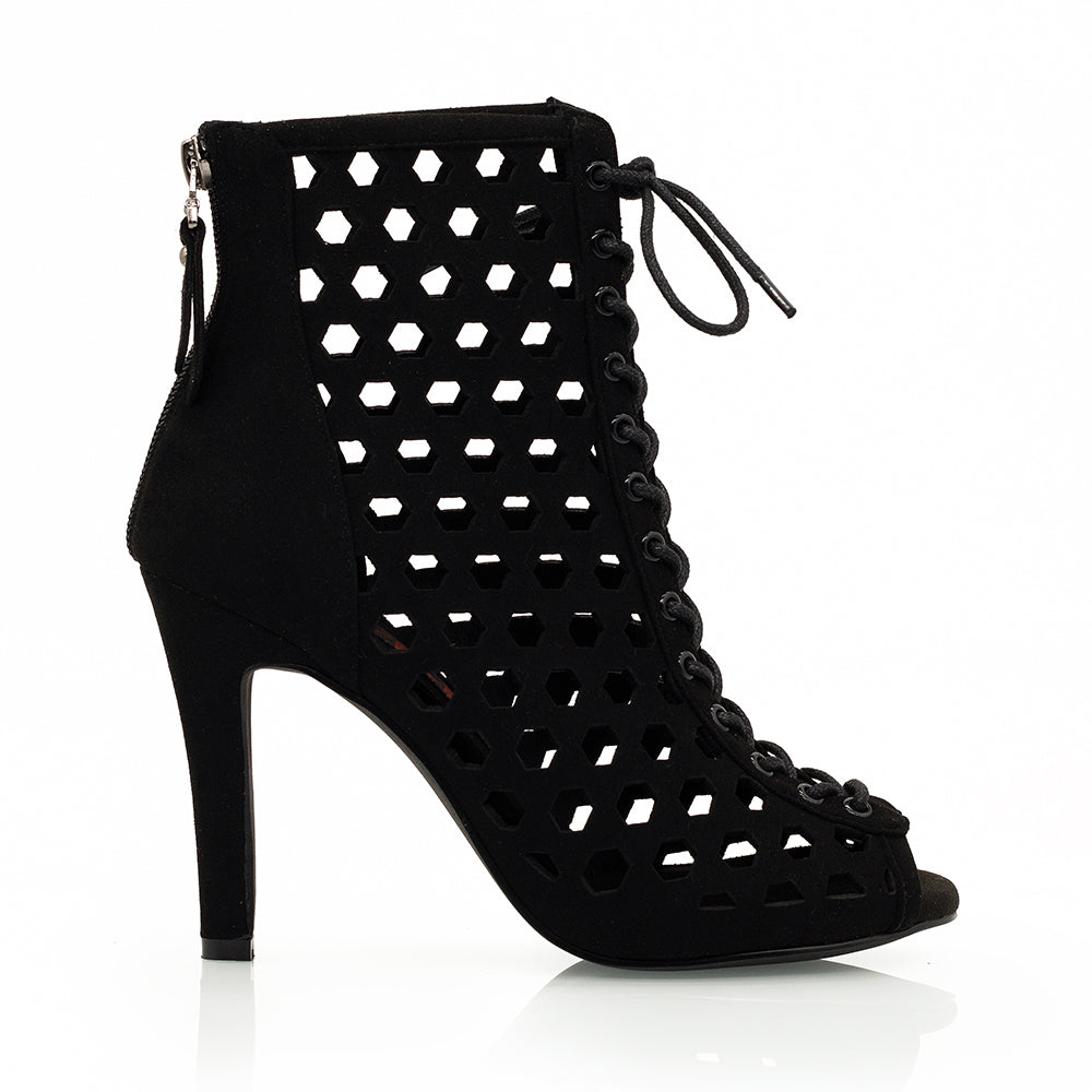 Black 7 Inch Heel Sexy Open Toe Ankle Platform Boots Pleaser ADORE-1021 –  Shoecup.com